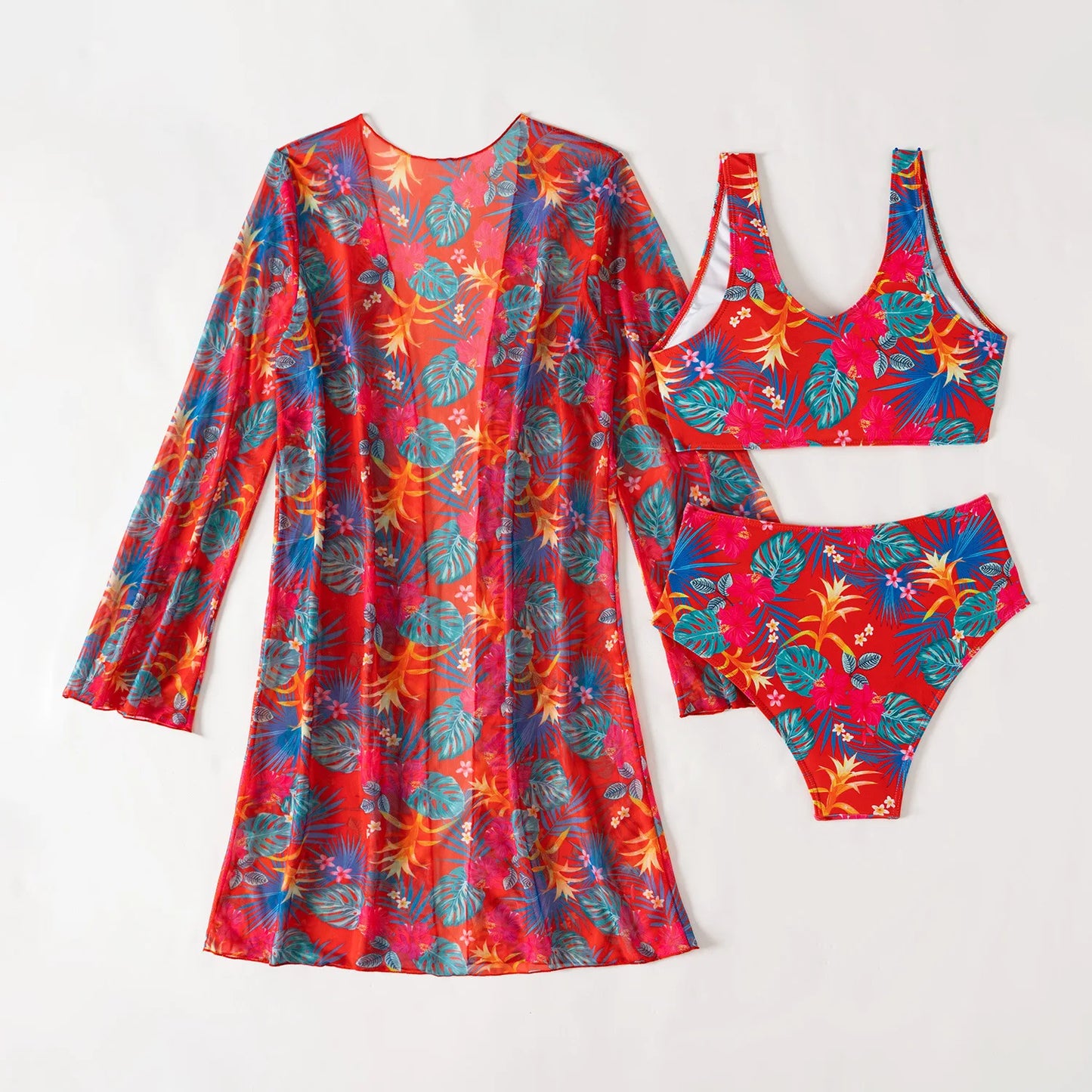 Women's Sexy Floral Three-Piece High Waist Swimsuits