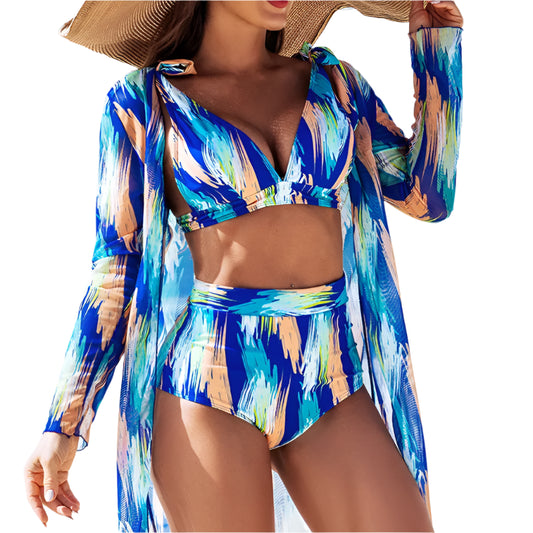 Women's High Waisted Three-Piece Swimsuit