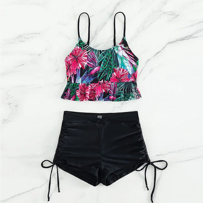 Summer Sexy Pink Swimsuits Tankini Set