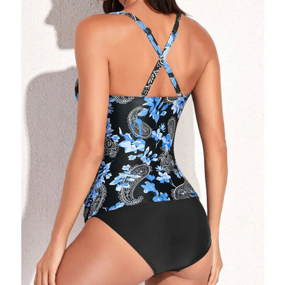 Floral Large Two Piece Swimwear Beach Suit