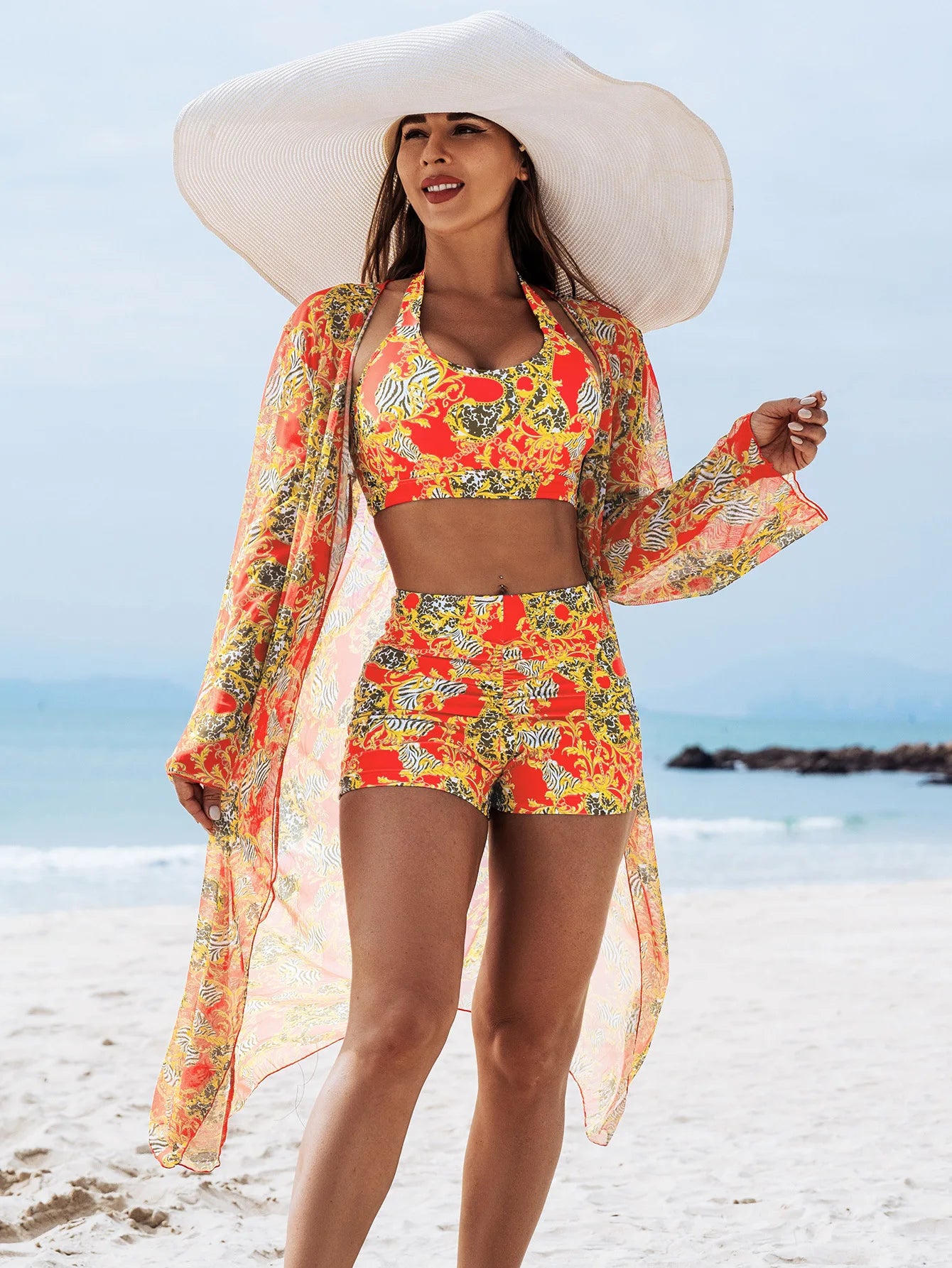 Women's Push Up Three-Piece Beach Suit