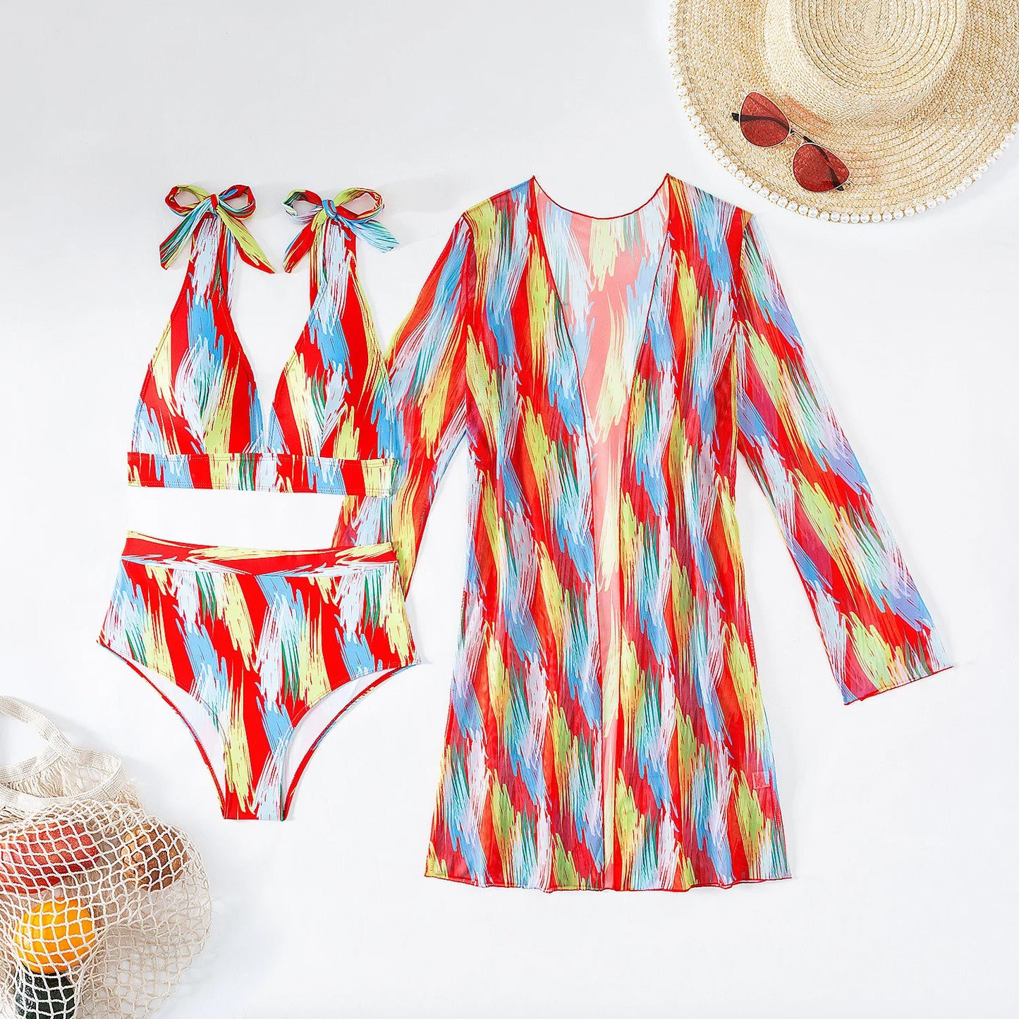 Women's High Waisted Three-Piece Swimsuit