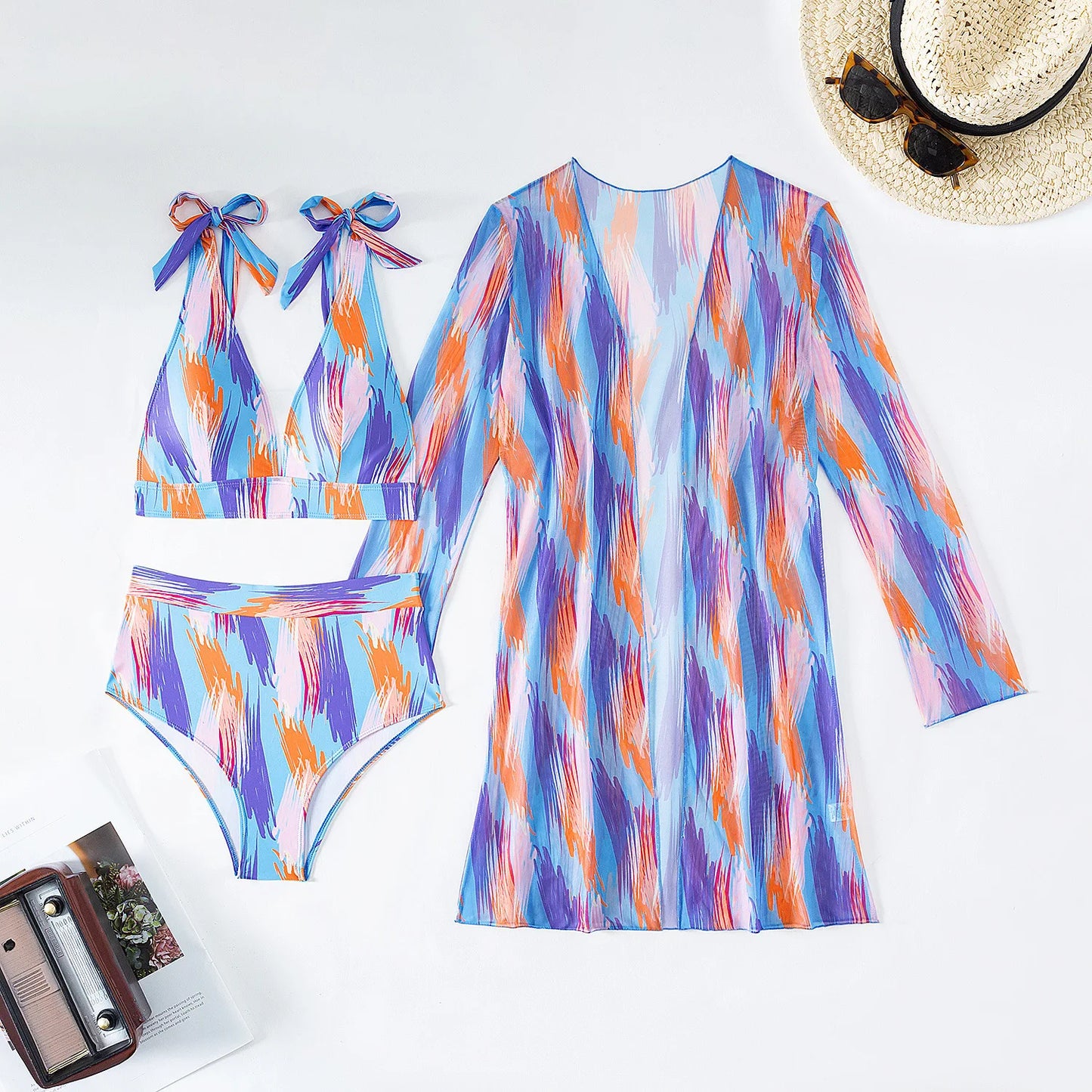 Women's High Waisted Three-Piece Swimsuit