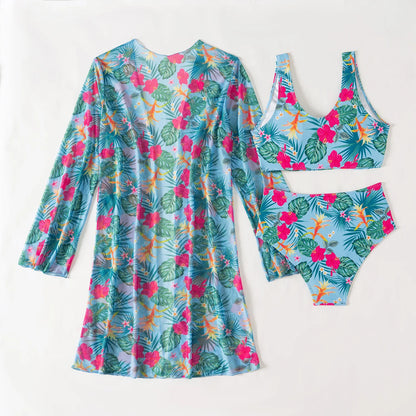 Women's Sexy Floral Three-Piece High Waist Swimsuits