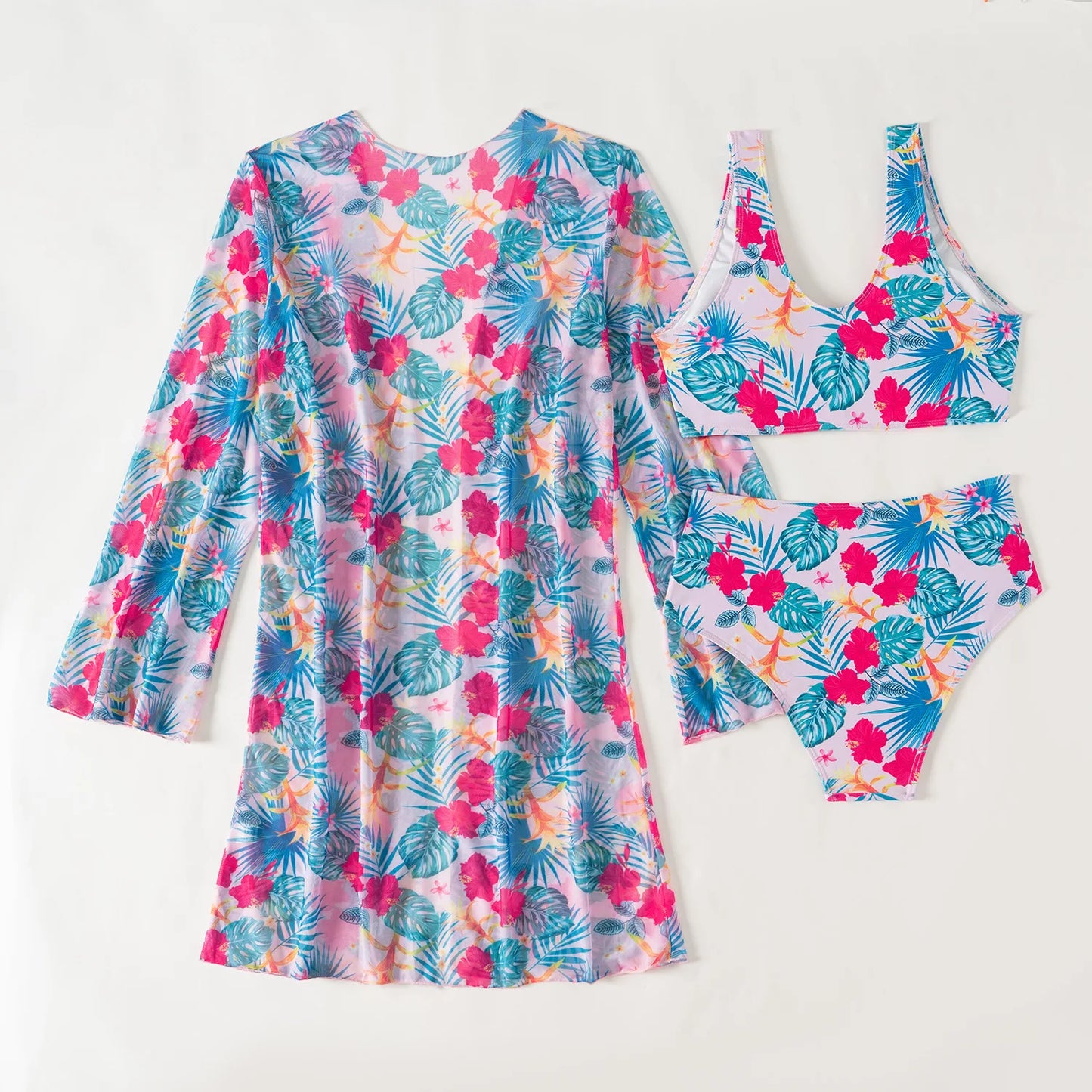 Women's Sexy Floral Three-Piece High Waist Swimsuits