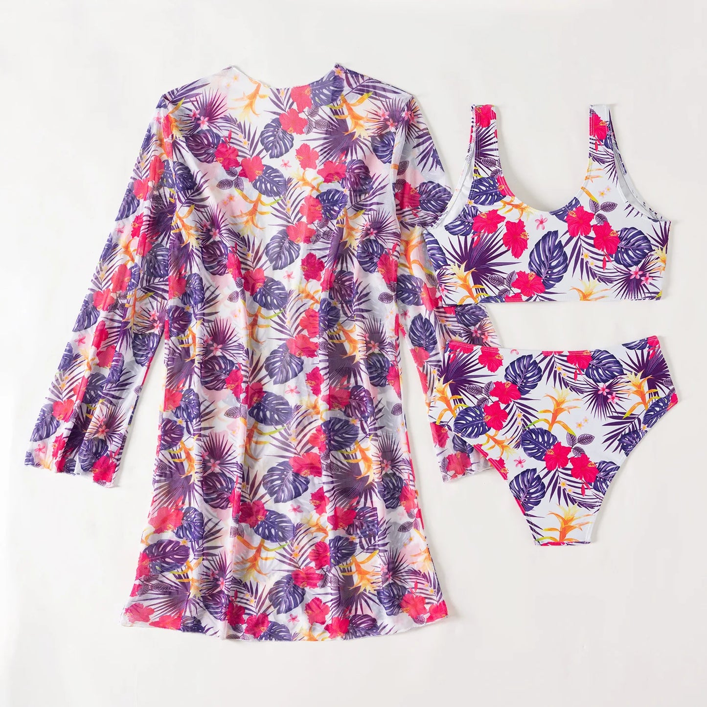 Women's Sexy Floral Three-Piece High Waist Swimsuits