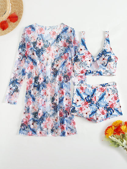 Push Up Floral Printed Swimsuit Set