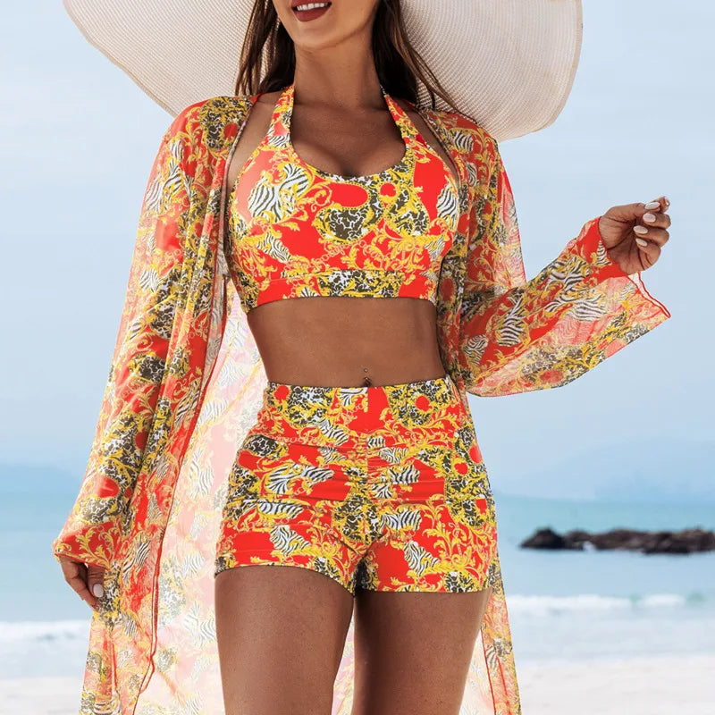 Women's Push Up Three-Piece Beach Suit