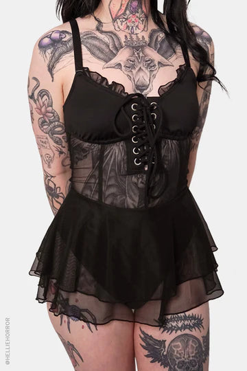 Midnight Reverie Lace Corset One-Piece